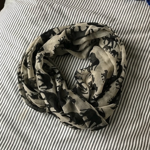 Elephant cream and black sheer Infiniti scarf - Picture 1 of 2